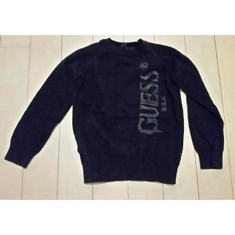 GUESS BABY  BOY TODDLER BRANDED LOGO LIGHTWEIGHT KNIT SWEATER BLACK XS ( 2 )